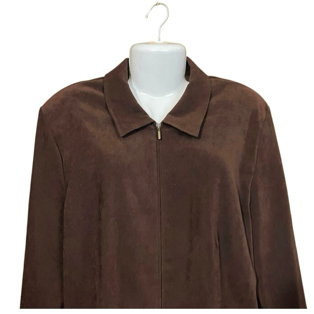 Briggs Women's Brown Faux Suede Full Zip Long Sleeve Collared Jacket | Size 18W - Picture 3 of 9